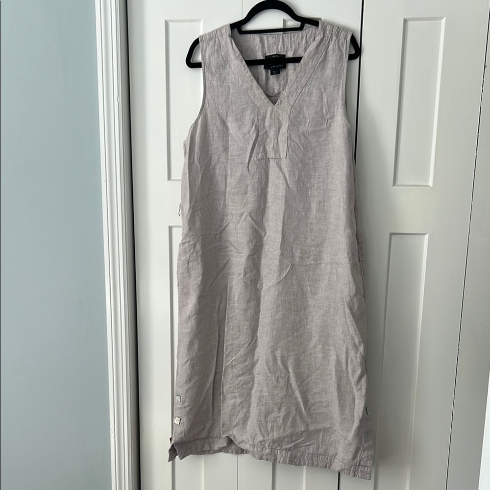 Gray Sleeveless V-Neck Dress